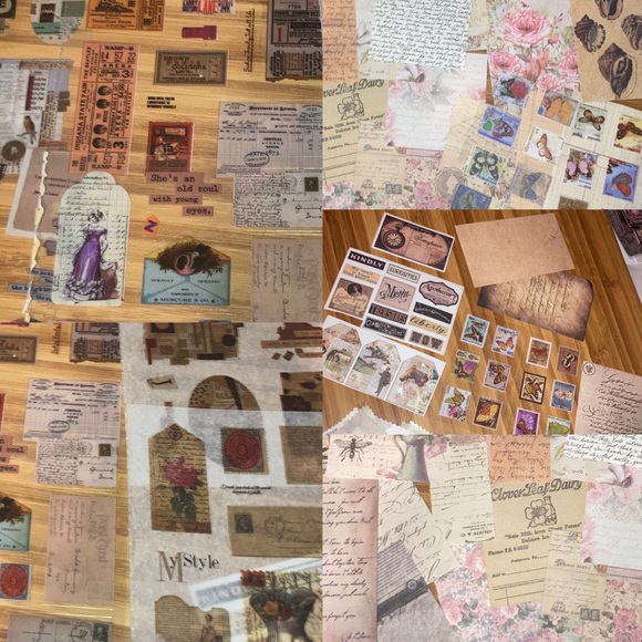 200x Junk Journal Kit Ephemera Stickers Diary Vintage Sapphire Floral Scrapbook - Picture 15 of 16